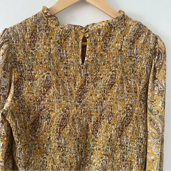 Joie Smocked Paisley Blouse – Mustard / Gold – Size XL - Picture 8 of 13